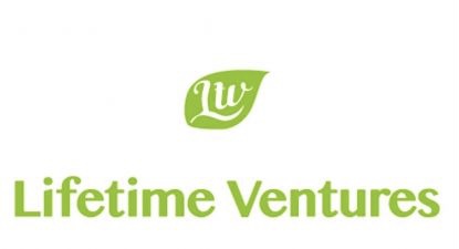 Light green logo of 'Lifetime Ventures' with a leaf on the top