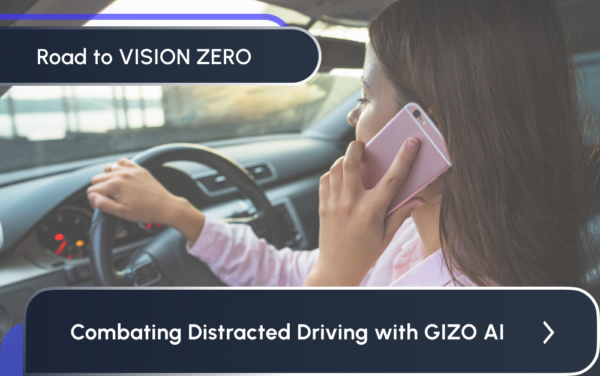 A woman talking on the phone while driving, with two text lines in front - 